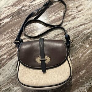 Dooney & Bourke Black and Cream Leather Crossbody Bag